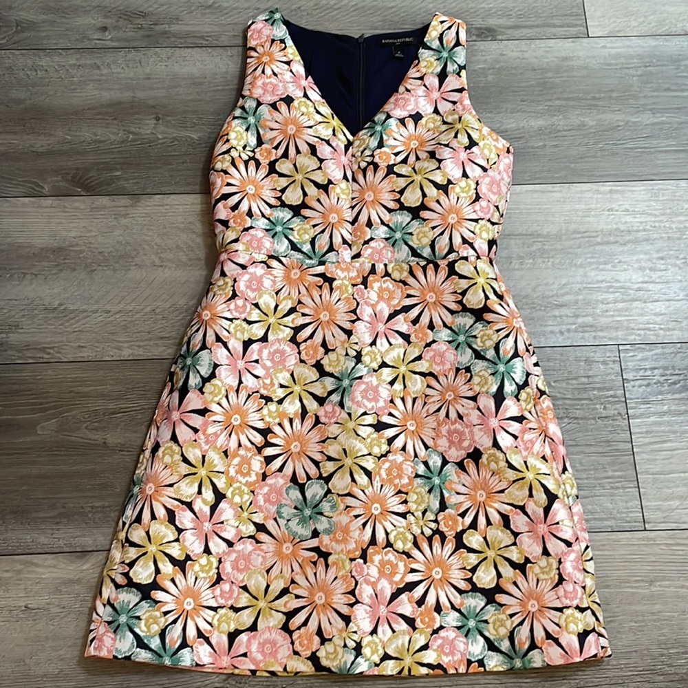 Banana Republic Floral Mini Dress - Pink, Yellow, Green